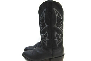 Circle G Mens Size 8.5 D Black Leather Cowboy Western Boots